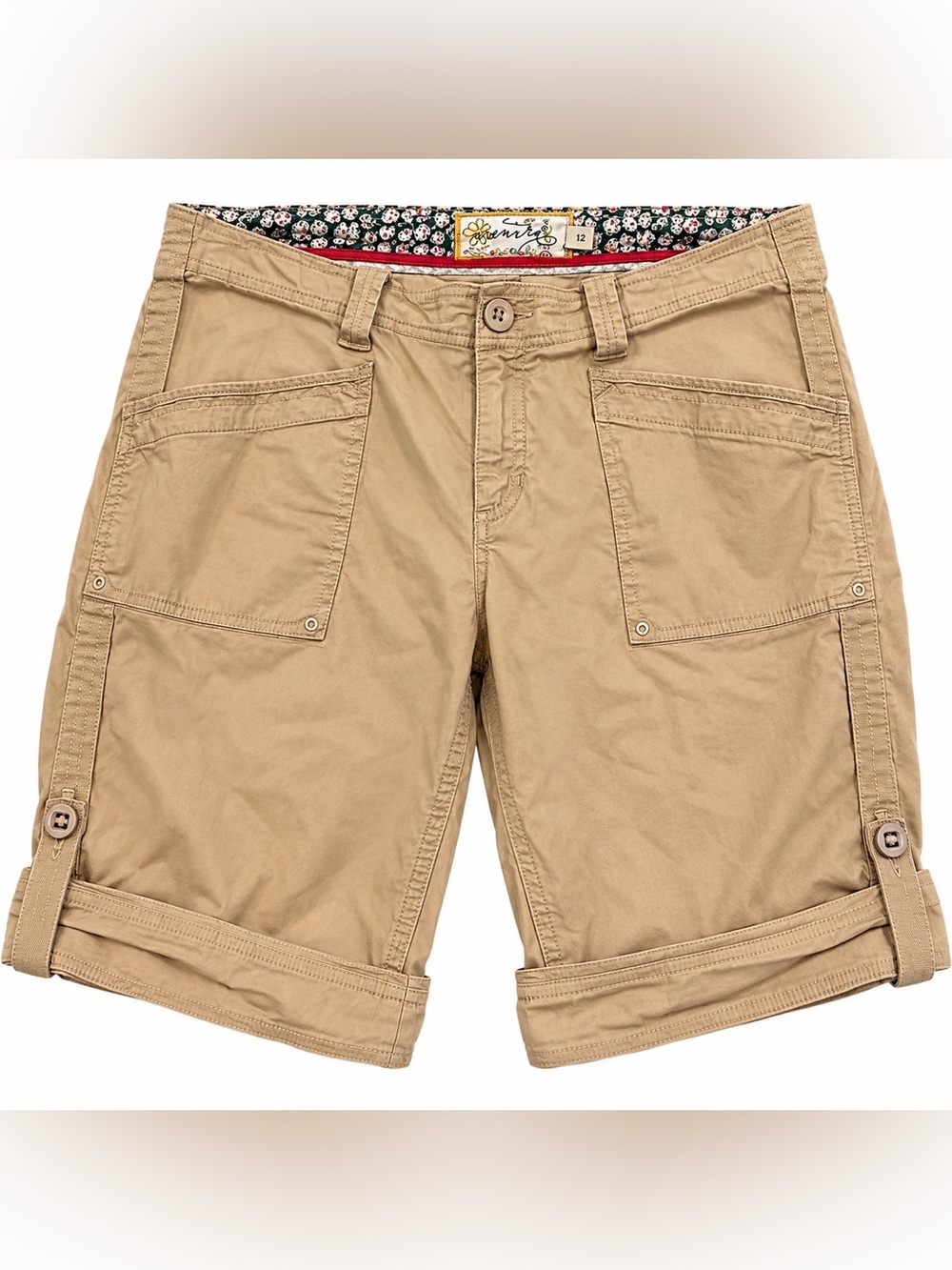 EUC Aventura Organic Cotton Convertible Cargo Bermuda Shorts Khaki Size 12